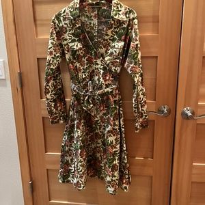 GUC, Oilily, 3 pc Floral Dress with puffy reversible vest and wool scarf